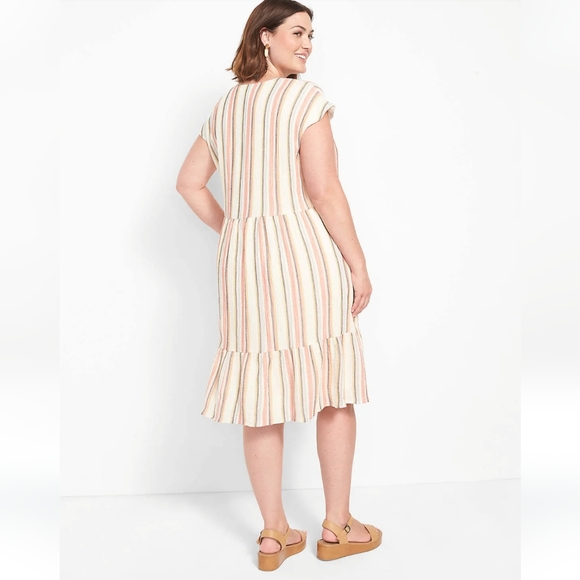 Lane Bryant Colorful Striped Lace-Up Neck Swing Dress Women's Plus Size 16 - Picture 2 of 10